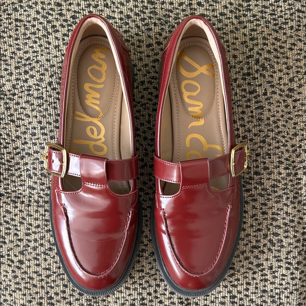 Sam Edelman Women's Deep Red Leather Loafers
